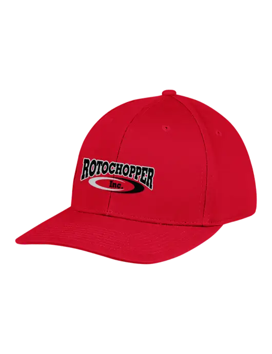 Premium Modern Structured Twill Red Snapback Cap w/Rotochopper Logo