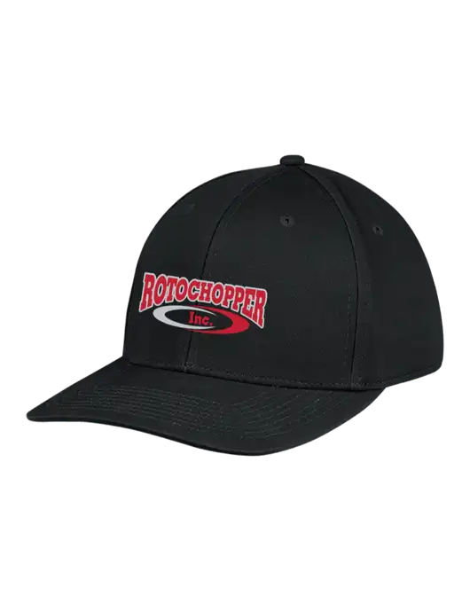 Premium Modern Structured Twill Black Snapback Cap w/Rotochopper Logo