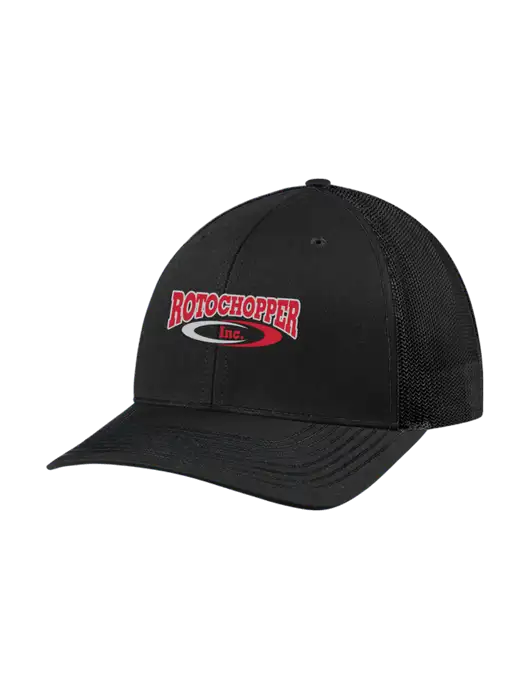 Richardson Adjustable Snapback Original 112 Trucker Cap Black w/Black Mesh w/Rotochopper Logo
