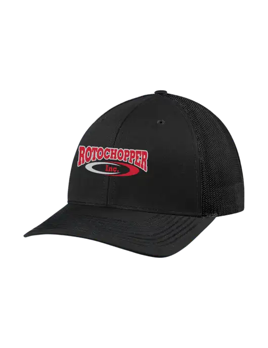 Richardson Adjustable Snapback Original 112 Trucker Cap Black w/Black Mesh w/Rotochopper Logo
