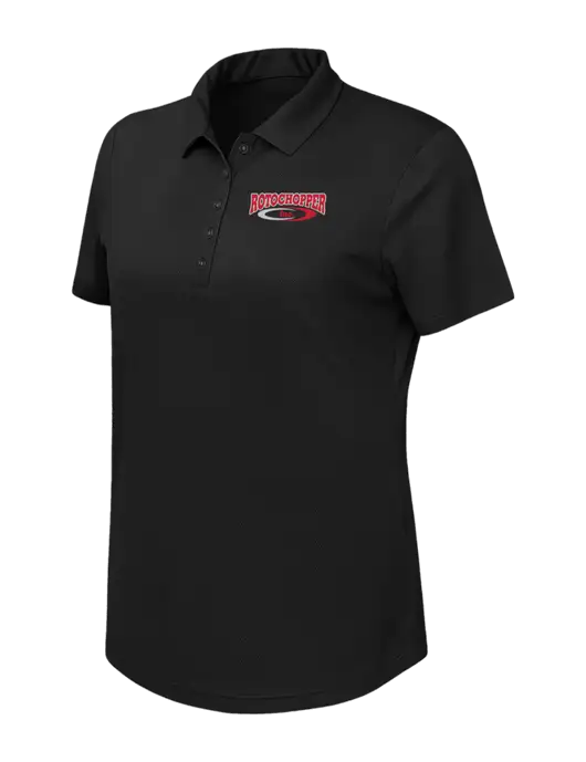Callaway Womens Birdseye Black Polo w/Rotochopper Logo