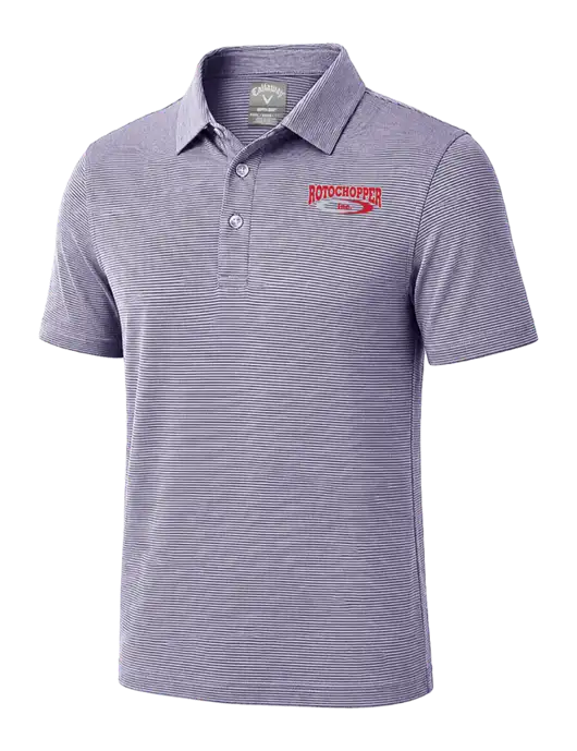 Callaway Navy Fine Line Stripe Polo w/Rotochopper Logo