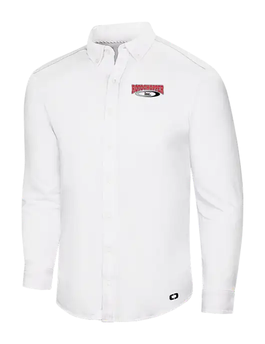 OGIO Bright White Modern Code Stretch Button-Up Shirt w/Rotochopper Logo