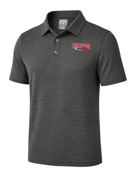 Callaway Black Fine Line Stripe Polo w/Rotochopper Logo