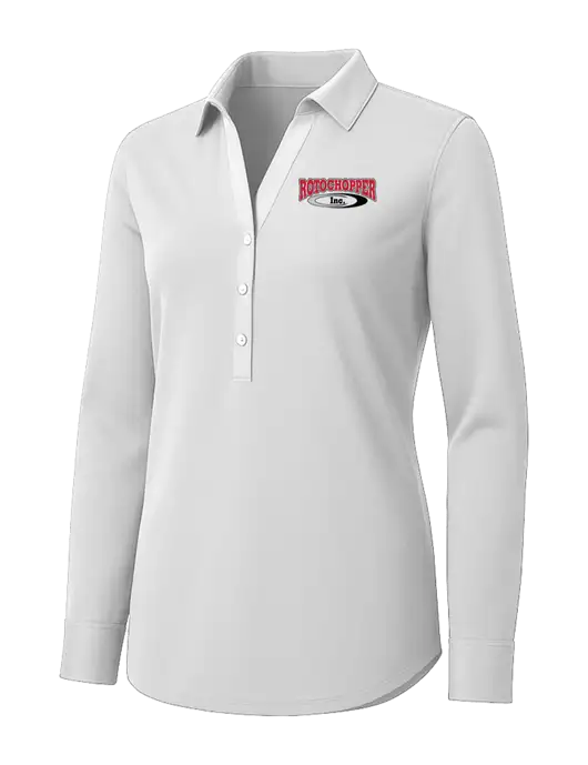 Womens White City Stretch Shirt w/Rotochopper Logo