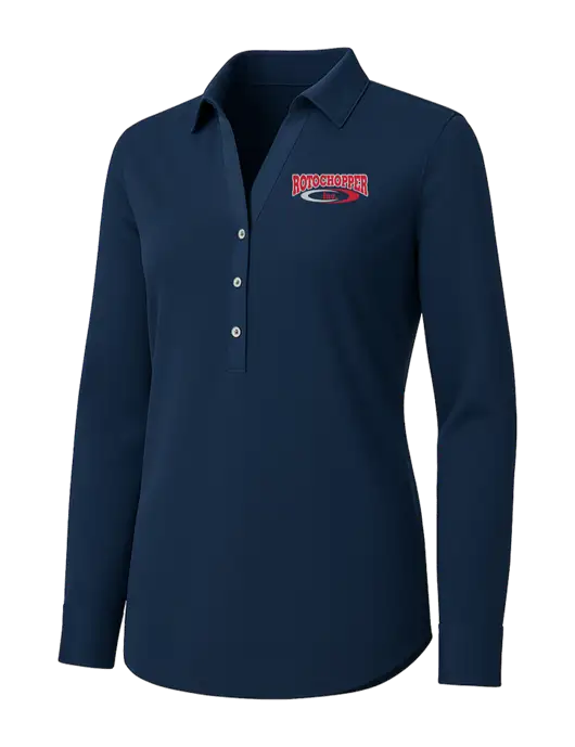 Womens Navy City Stretch Shirt w/Rotochopper Logo