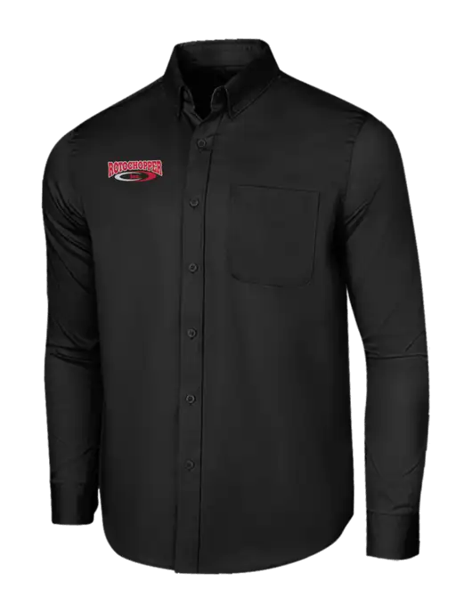 Long Sleeve Deep Black Superpro React Twill Shirt w/Rotochopper Logo