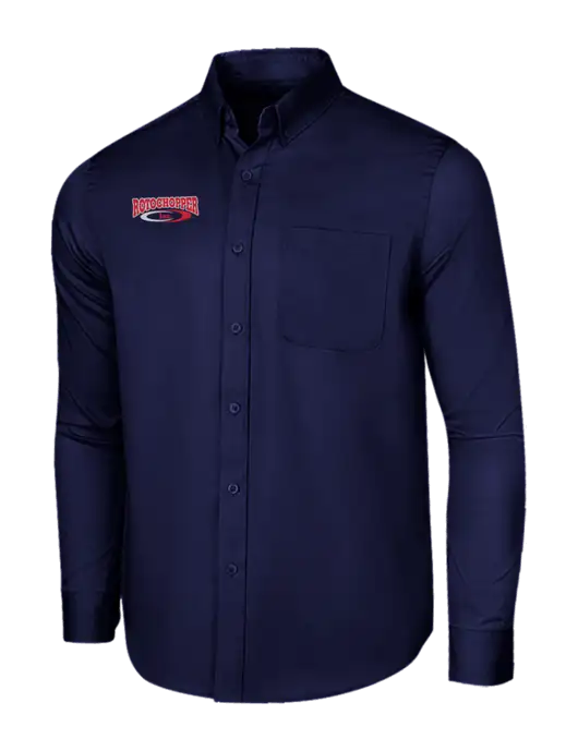 Long Sleeve Navy Superpro React Twill Shirt w/Rotochopper Logo
