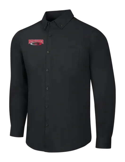 Black Long Sleeve Carefree Poplin Shirt w/Rotochopper Logo