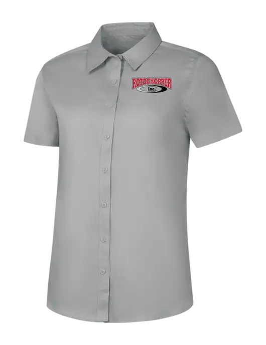 Womens Light Grey Short Sleeve Superpro React Twill Shirt w/Rotochopper Logo