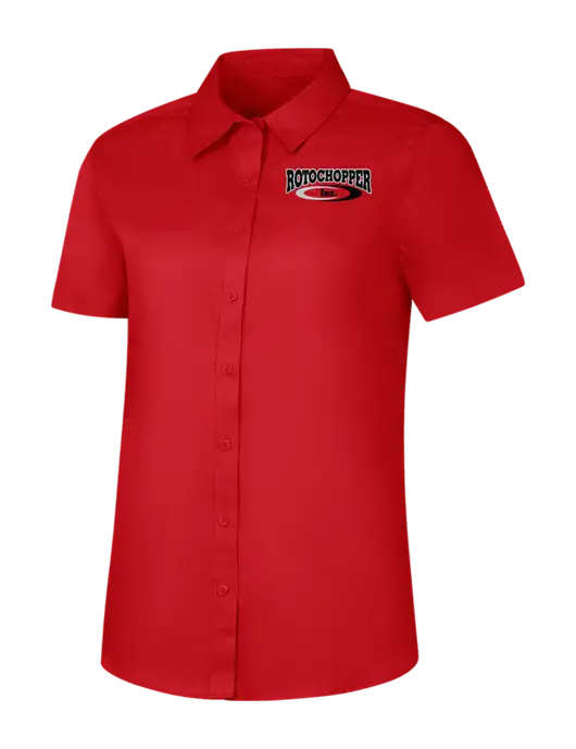 Womens Red Short Sleeve Superpro React Twill Shirt w/Rotochopper Logo