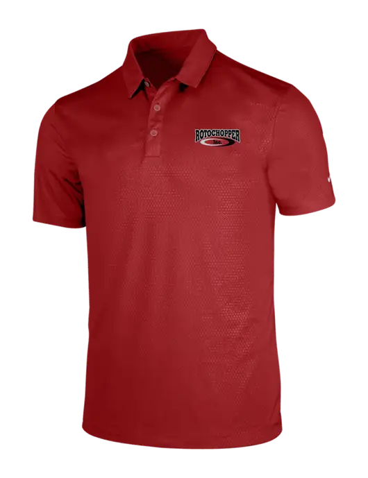 NIKE Red Dri-Fit Embossed Tri-Blade Polo w/Rotochopper Logo