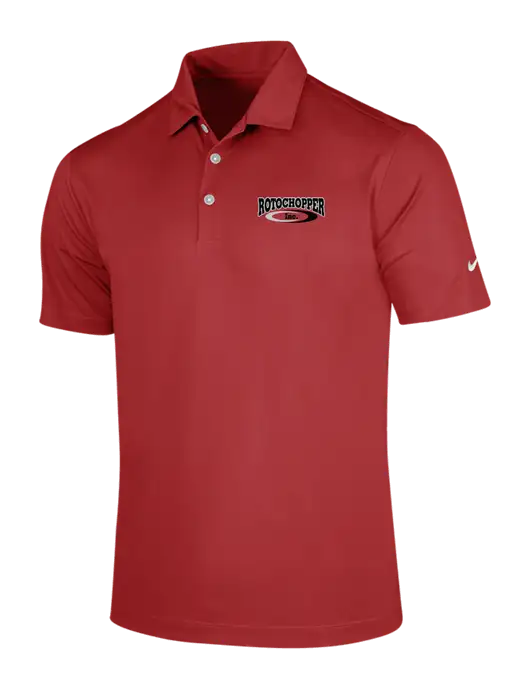 NIKE Red Dri-Fit Vertical Mesh Polo w/Rotochopper Logo