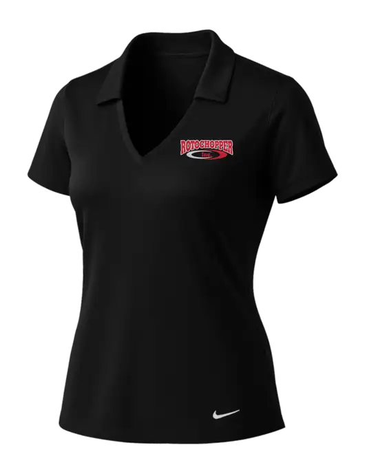 NIKE Black Womens Dri-Fit Vertical Mesh Polo w/Rotochopper Logo