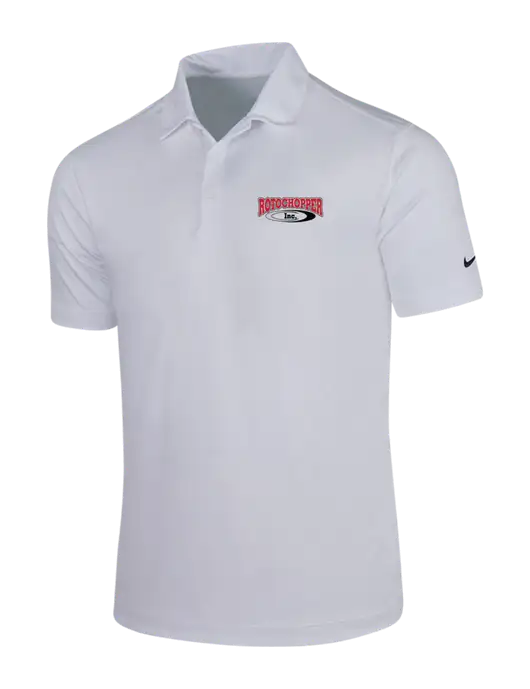 NIKE White Dri-Fit Vertical Mesh Polo w/Rotochopper Logo