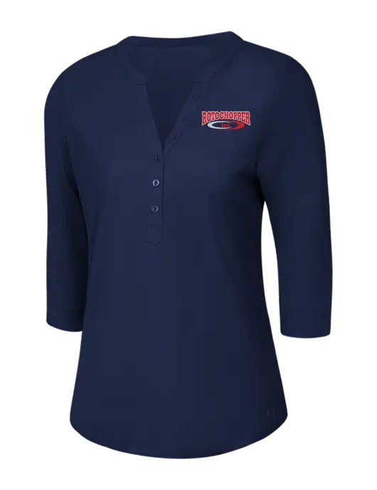 OGIO Navy Jewel Henley w/Rotochopper Logo