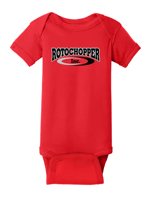 Rabbit Skins Red Infant Short Sleeve Baby Rib Bodysuit w/Rotochopper Logo