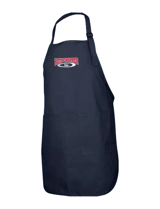 Full-Length Navy Apron With Pockets w/Rotochopper Logo