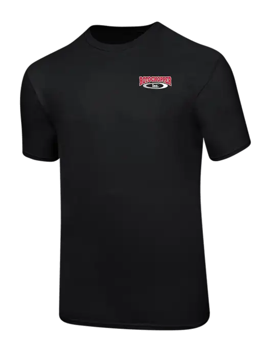 Ring Spun Jet Black 4.5 oz T-Shirt w/Rotochopper Logo