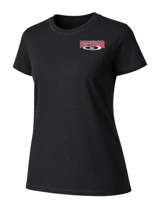 Womens Ring Spun Jet Black 4.5 oz T-Shirt w/Rotochopper Logo