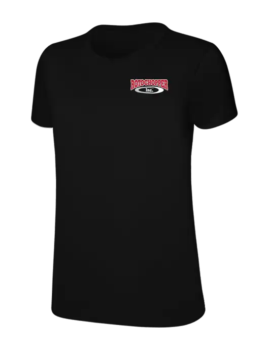 Womens Ring Spun Jet Black 4.5 oz T-Shirt w/Rotochopper Logo