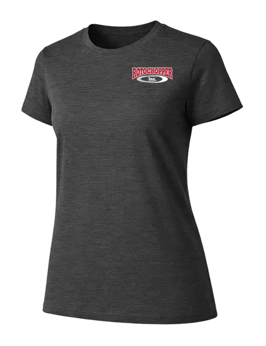 Womens Ring Spun Dark Heather Grey 4.5 oz T-Shirt w/Rotochopper Logo