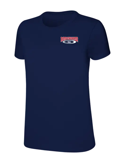 Womens Ring Spun Navy 4.5 oz T-Shirt w/Rotochopper Logo