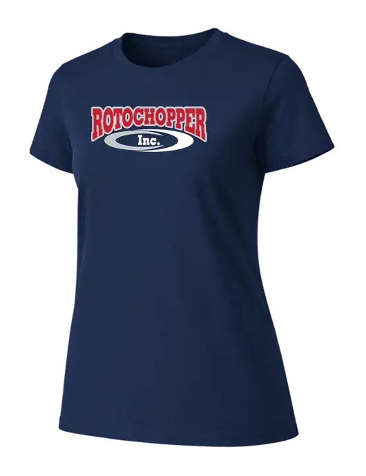 Womens Ring Spun Navy 4.5 oz T-Shirt w/Rotochopper Logo