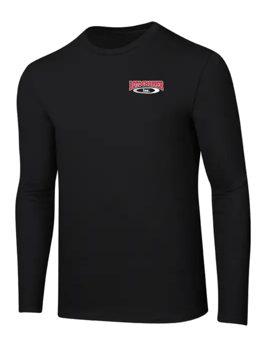 Ring Spun Jet Black 4.5 oz Long Sleeve T-Shirt w/Rotochopper Logo