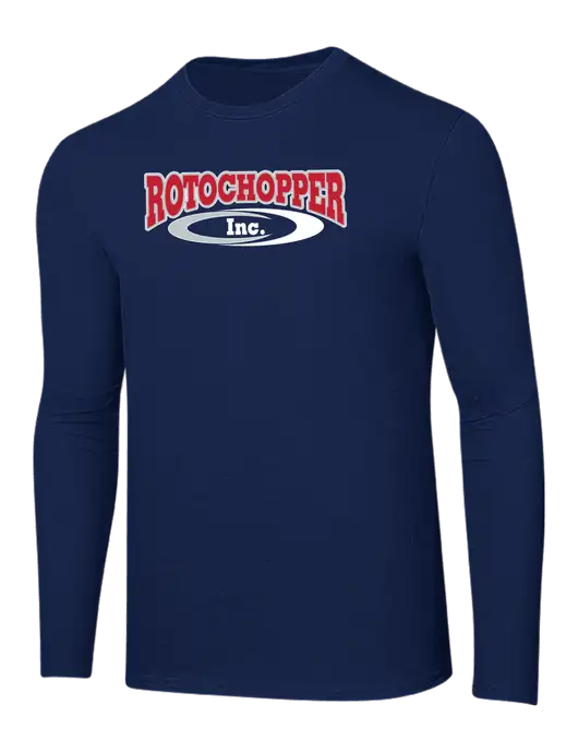 Ring Spun Navy 4.5 oz Long Sleeve T-Shirt w/Rotochopper Logo