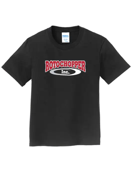 Youth Ring Spun Jet Black 4.5 oz T-Shirt w/Rotochopper Logo