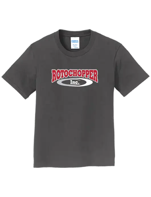 Youth Ring Spun Charcoal 4.5 oz T-Shirt w/Rotochopper Logo