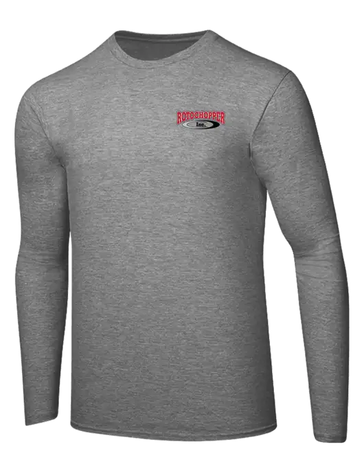 Ring Spun Light Heather Grey 4.5 oz Long Sleeve T-Shirt w/Rotochopper Logo
