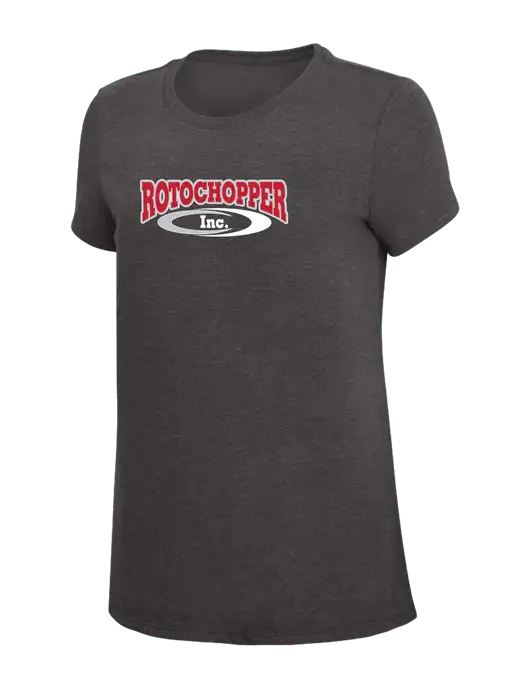 Womens Simply Soft Heather Charcoal 4.5oz  Poly/Combed Ring Spun Cotton T-Shirt w/Rotochopper Logo