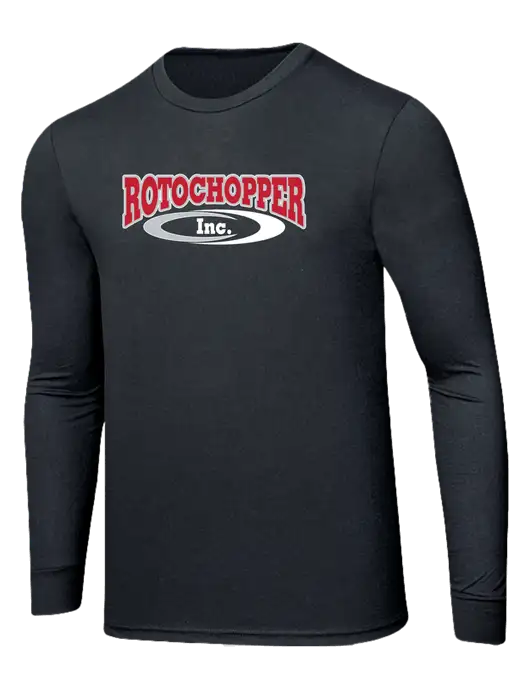 Simply Soft Long Sleeve Black Frost 4.5 oz, Poly/Combed Ring Spun Cotton T-Shirt w/Rotochopper Logo