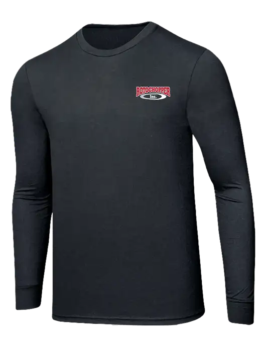Simply Soft Long Sleeve Black Frost 4.5 oz, Poly/Combed Ring Spun Cotton T-Shirt w/Rotochopper Logo