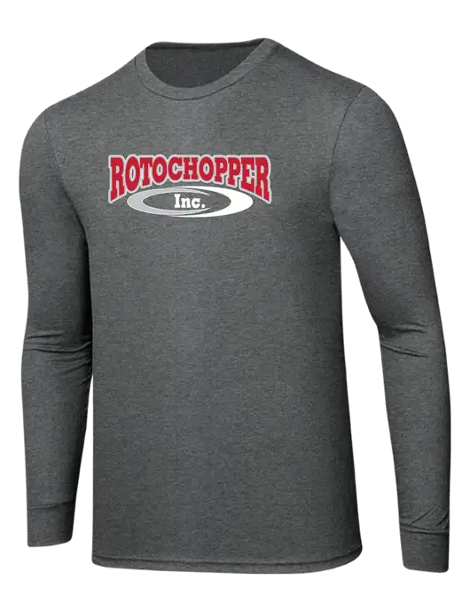 Simply Soft Long Sleeve Medium Grey Frost 4.5 oz, Poly/Combed Ring Spun Cotton T-Shirt w/Rotochopper Logo