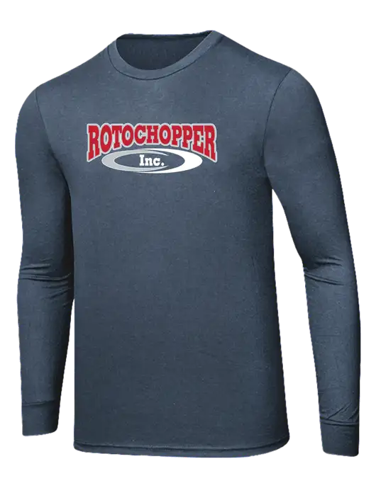 Simply Soft Long Sleeve Navy Frost 4.5 oz, Poly/Combed Ring Spun Cotton T-Shirt w/Rotochopper Logo