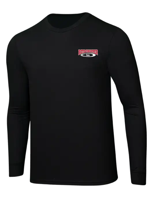 Simply Soft Long Sleeve Black 4.5 oz, Poly/Combed Ring Spun Cotton T-Shirt w/Rotochopper Logo