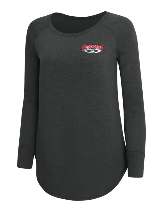 Womens Perfect Wide Collar Tunic Tri-Blend Black Frost 4.5 oz T-Shirt w/Rotochopper Logo