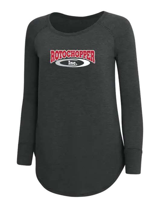 Womens Perfect Wide Collar Tunic Tri-Blend Black Frost 4.5 oz T-Shirt w/Rotochopper Logo