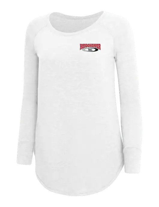 Womens Perfect Wide Collar Tunic Tri-Blend White 4.5 oz T-Shirt w/Rotochopper Logo