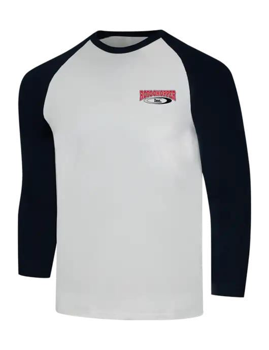 Simply Soft 3/4 Sleeve Black/White Ring Spun Cotton T-Shirt w/Rotochopper Logo