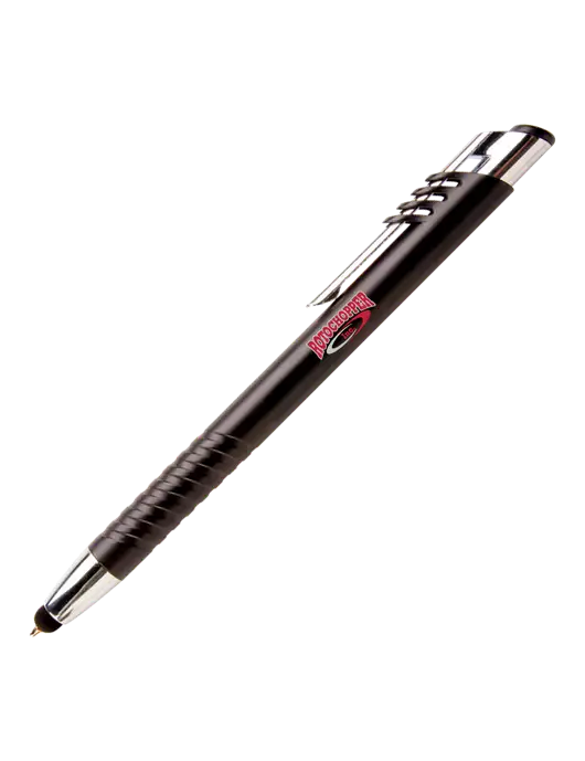 Schirhart Black Stylus Pen - Blue Ink w/Rotochopper Logo