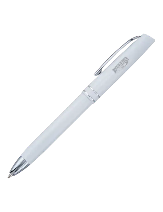 White Anguilla Black Ink Pen w/Rotochopper Logo