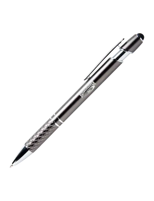 Valencia Gunmetal Stylus Pen - Black Ink w/Rotochopper Logo