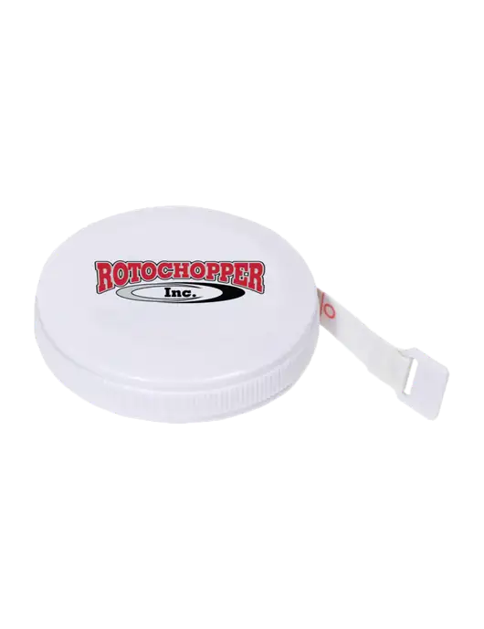 White Round Tape Measure w/Rotochopper Logo