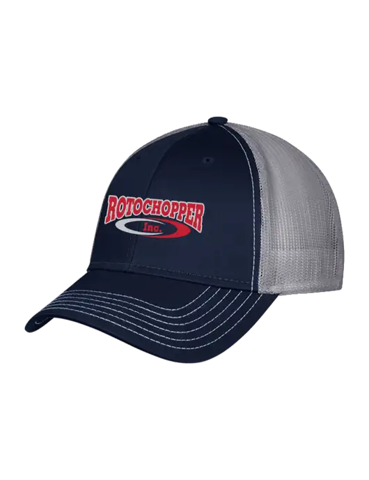 Navy & Grey Mesh Trucker Cap Snap Back w/Rotochopper Logo