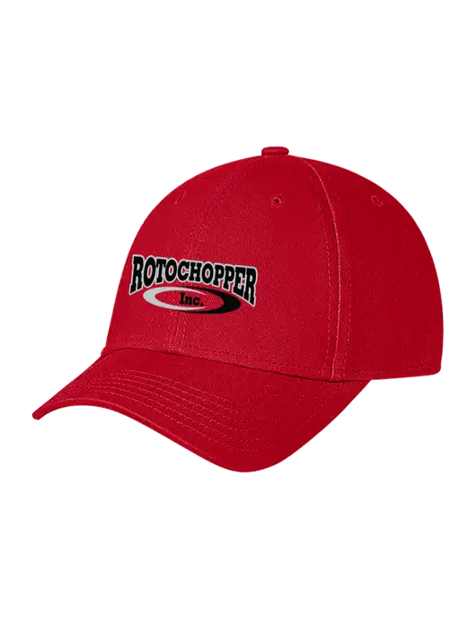 Red Structured Soft Snap Closure Hook & Loop Cap w/Rotochopper Logo