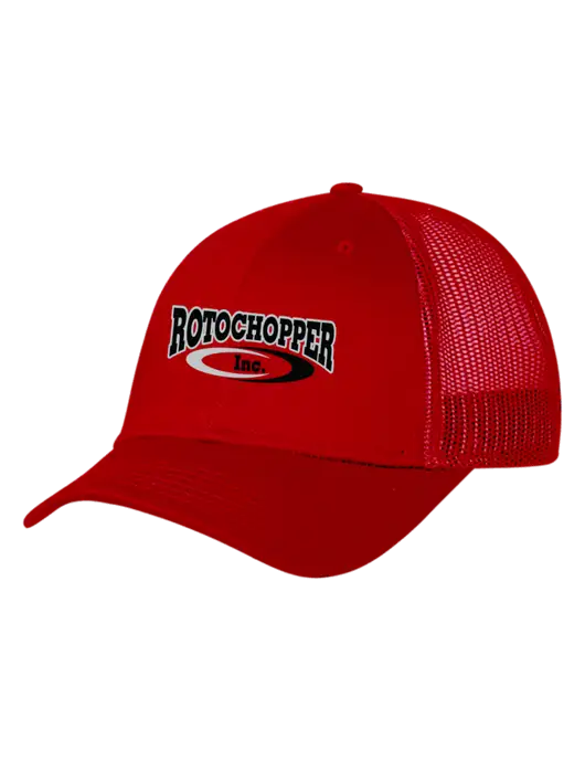 Red Mesh Trucker Cap Snap Back w/Rotochopper Logo